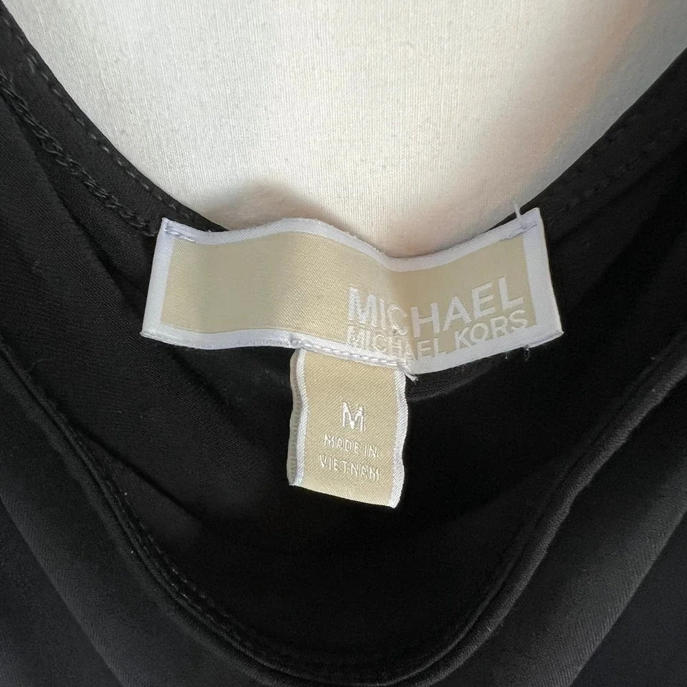 Michael Kors Black Gold Chain Strap Jersey Knit Maxi Slip style Dress Med